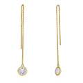 CZ Threader Earrings in Sterling Silver, Yellow Gold Flashed