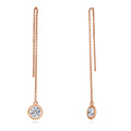 CZ Threader Earrings in Sterling Silver, Rose Gold Flashed