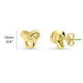 Front view of Love Knot Stud Earrings in Sterling Silver, Yellow Gold Flashed