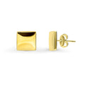 Square Stud Earrings in Sterling Silver, Yellow Gold Flashed