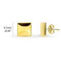 Front view of Square Stud Earrings in Sterling Silver, Yellow Gold Flashed