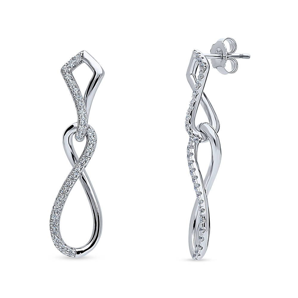 Infinity CZ Dangle Earrings in Sterling Silver