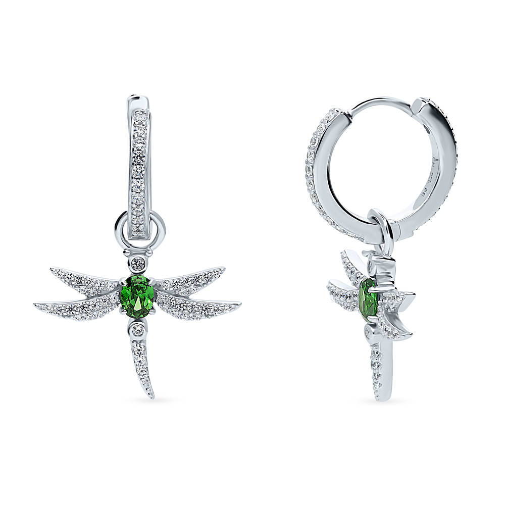 Dragonfly CZ Dangle Earrings in Sterling Silver