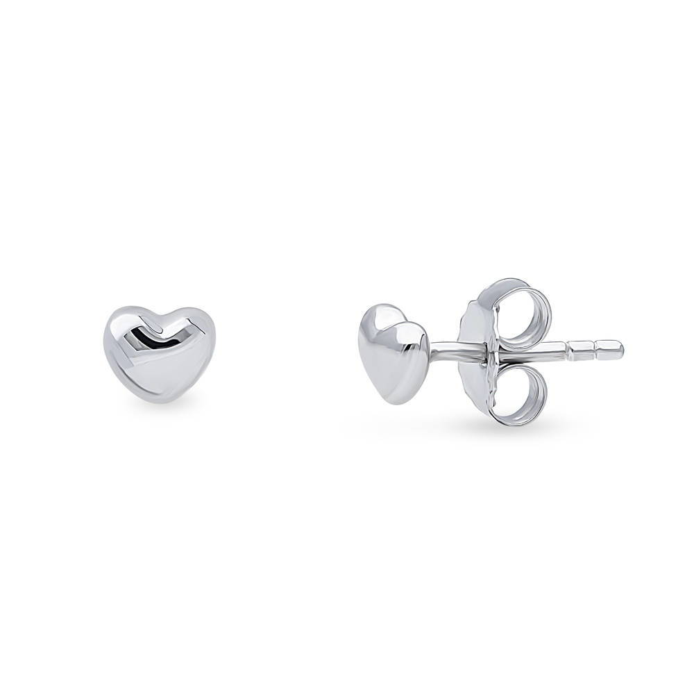 Heart 2 Pairs Huggie and Stud Earrings Set in Sterling Silver