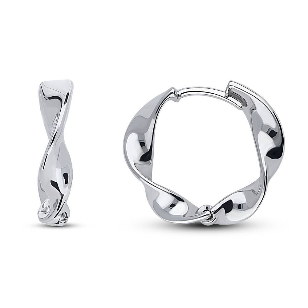 Woven Medium Hoop Earrings in Sterling Silver 0.63"