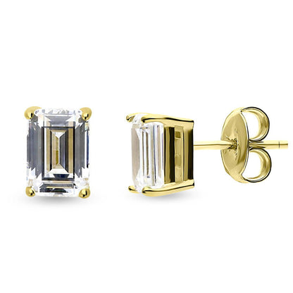 Solitaire 2ct CZ Stud Earrings in Gold Flashed Sterling Silver