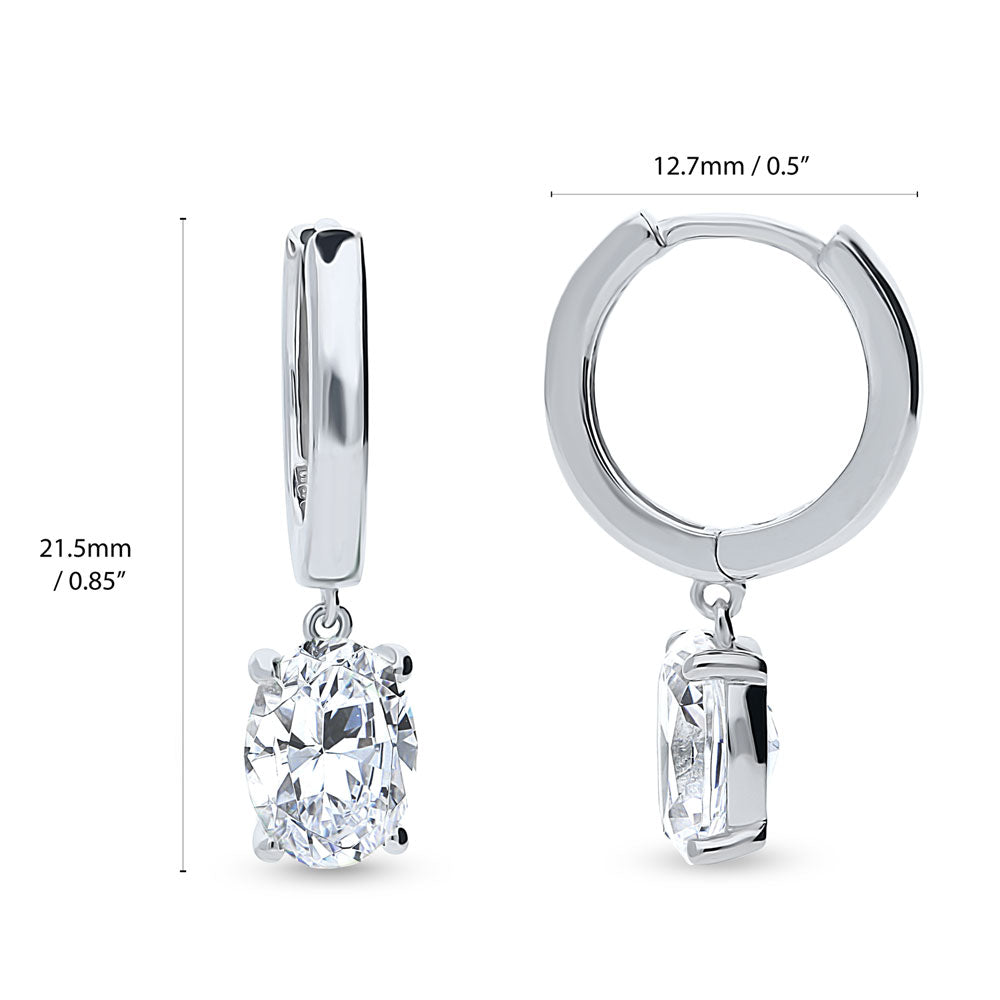 Solitaire 2.4ct Oval CZ Dangle Earrings in Sterling Silver