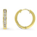 Front view of Bar CZ Medium Hoop Earrings in Sterling Silver 0.64 inch, Yellow Gold Flashed