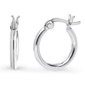 Small Hoop Earrings in Sterling Silver 0.58 inch, Rhodium Plated