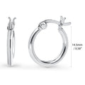 Front view of Small Hoop Earrings in Sterling Silver 0.58 inch, Rhodium Plated