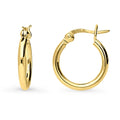 Front view of Small Hoop Earrings in Sterling Silver 0.58 inch, Yellow Gold Flashed