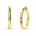 Dome Medium Hoop Earrings in Sterling Silver 1 inch, Yellow Gold Flashed