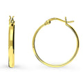 Front view of Dome Medium Hoop Earrings in Sterling Silver 1 inch, Yellow Gold Flashed