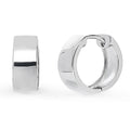 Small Huggie Earrings in Sterling Silver 0.55 inch, Rhodium Plated