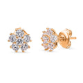 Flower CZ Stud Earrings in Sterling Silver, Rose Gold Flashed