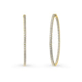 CZ Large Inside-Out Hoop Earrings in Sterling Silver 2.5 inch, Yellow Gold Flashed