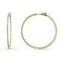 CZ Large Inside-Out Hoop Earrings in Sterling Silver 2 inch, Yellow Gold Flashed