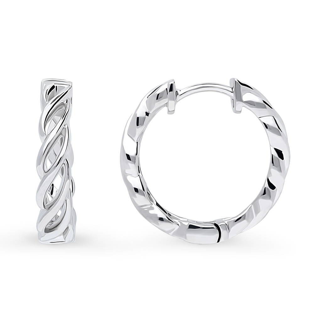 Woven Medium Hoop Earrings in Sterling Silver 0.72"