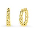 Woven Medium Hoop Earrings in Sterling Silver 0.72 inch, Yellow Gold Flashed