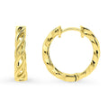 Front view of Woven Medium Hoop Earrings in Sterling Silver 0.72 inch, Yellow Gold Flashed