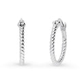 Cable Hoop Earrings in Sterling Silver, 2 Pairs, Rhodium Plated