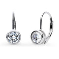 Solitaire 1.2ct Bezel CZ Leverback Earrings in Sterling Silver, Rhodium Plated