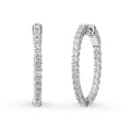 CZ Medium Inside-Out Hoop Earrings in Sterling Silver 1 inch, Rhodium Plated