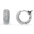 Front view of Dome CZ Small Huggie Earrings in Sterling Silver 0.5 inch, Rhodium Plated