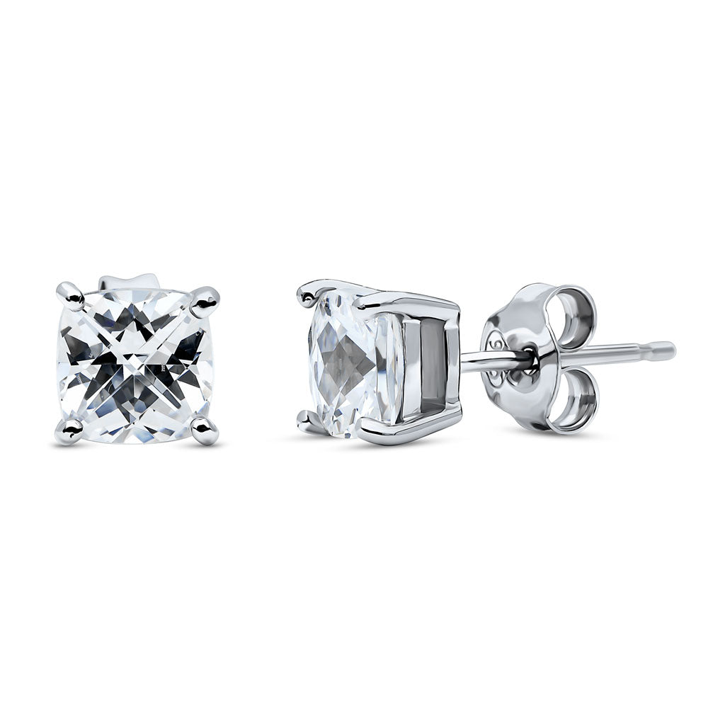 Solitaire CZ Stud Earrings in Sterling Silver 2.5ct