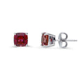 Solitaire CZ Stud Earrings in Sterling Silver 2.5ct, Red Color