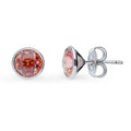 Solitaire Kaleidoscope CZ Stud Earrings in Sterling Silver 1.6ct, Red Orange Color