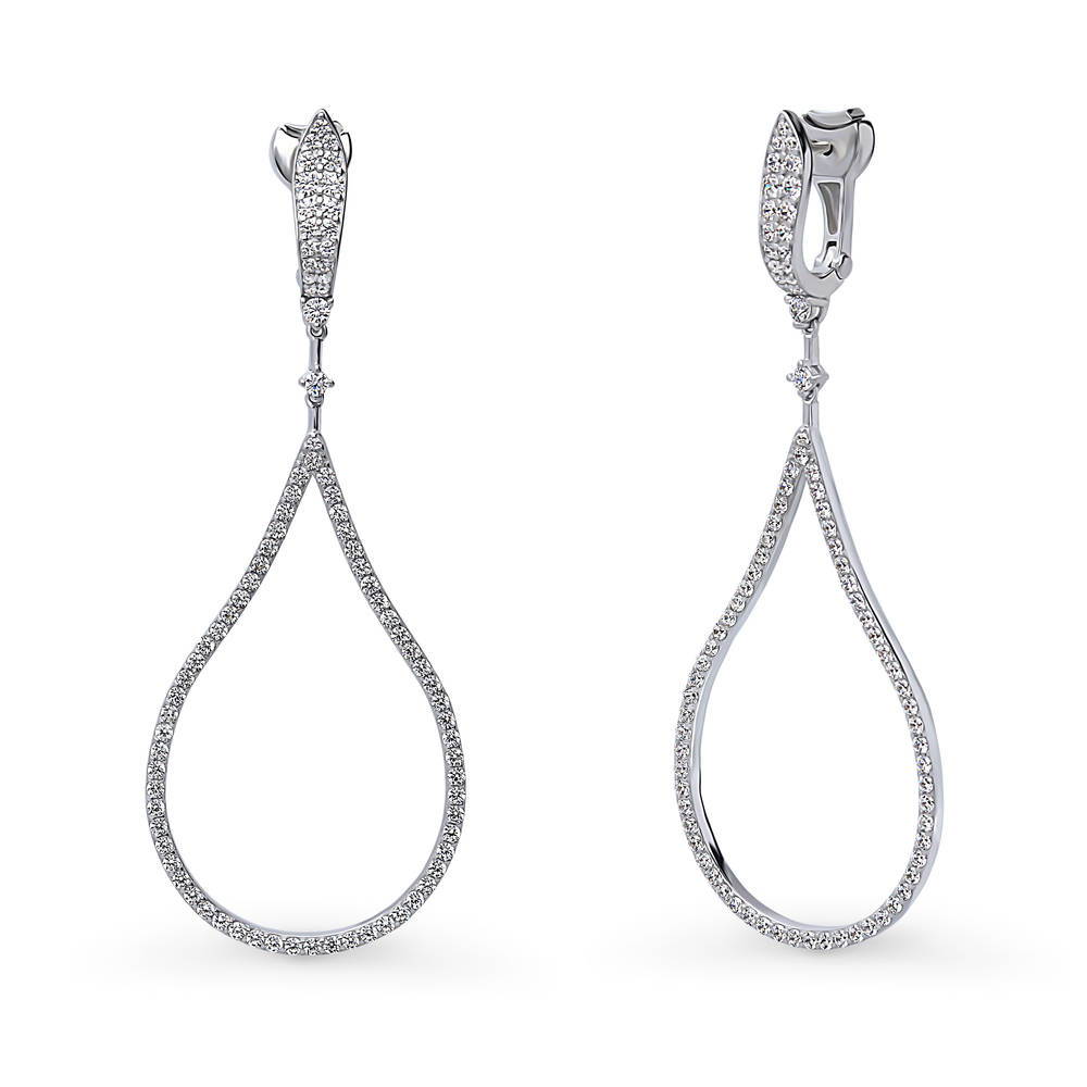 Teardrop CZ Statement Dangle Earrings in Sterling Silver