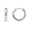 Front view of Solitaire CZ Small Hoop Earrings in Sterling Silver, 0.55 inch