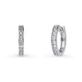 Bar CZ Medium Hoop Earrings in Sterling Silver, 0.6 inch