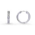 Front view of Bar CZ Medium Hoop Earrings in Sterling Silver, 0.6 inch