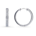 Front view of Bar CZ Medium Hoop Earrings in Sterling Silver, 0.82 inch