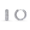 Front view of Dome CZ Medium Hoop Earrings in Sterling Silver, 0.66 inch