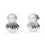 Solitaire White Button Cultured Pearl Stud Earrings in Sterling Silver