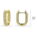 Front view of Rectangle CZ Medium Hoop Earrings in Sterling Silver 0.62 inch, Yellow Gold Flashed