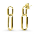 Paperclip Interlocking Earrings in Sterling Silver, Yellow Gold Flashed