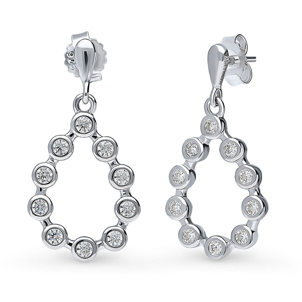 Bubble Teardrop CZ Earrings in Sterling Silver, 1 of 2