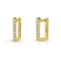 Rectangle CZ Mini Hoop Earrings in Sterling Silver 0.46 inch, Yellow Gold Flashed