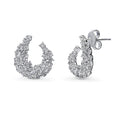 Cluster Wrap CZ Stud Earrings in Sterling Silver, Rhodium Plated