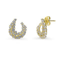 Cluster Wrap CZ Stud Earrings in Sterling Silver, Yellow Gold Flashed