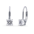 Solitaire CZ Leverback Earrings in Sterling Silver, 5mm