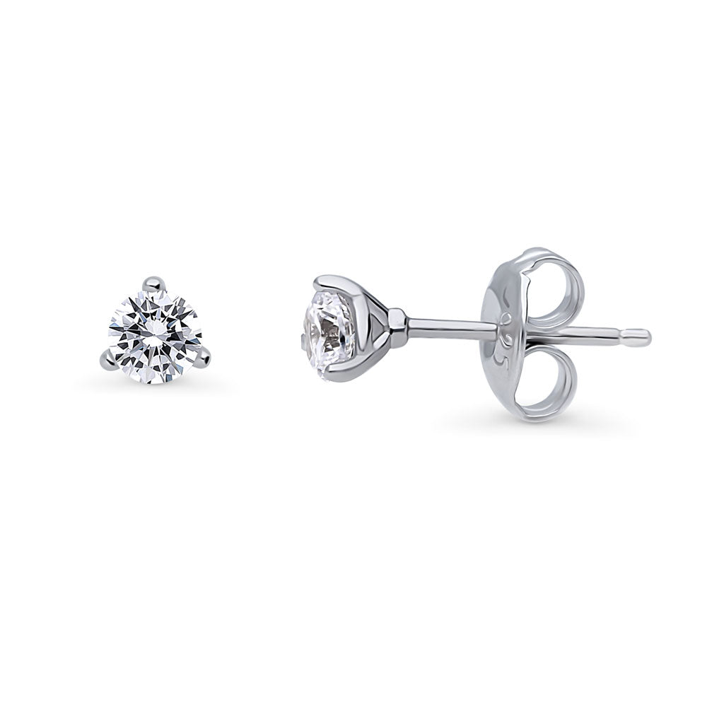 Dome CZ 2 Pairs Huggie and Stud Earrings Set in Sterling Silver