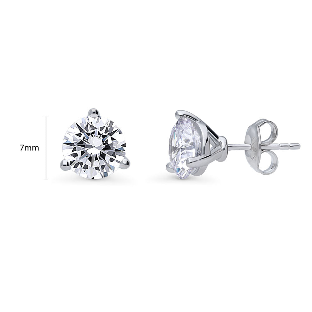 Solitaire Round CZ Stud Earrings in Sterling Silver