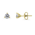 Solitaire CZ Stud Earrings in Gold Flashed Sterling Silver, 5mm