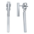 Bar Earrings, Rhodium Plated