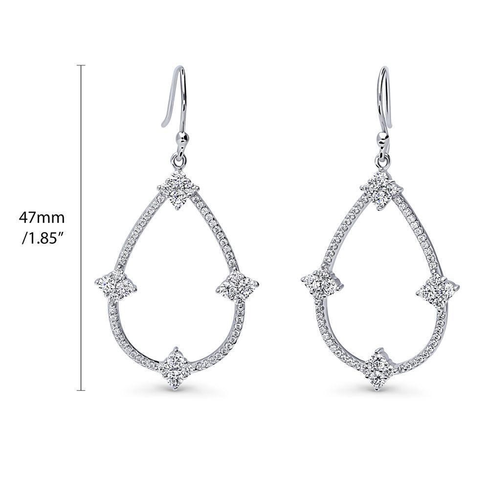 Flower Teardrop CZ Necklace and Earrings Set in Sterling Silver